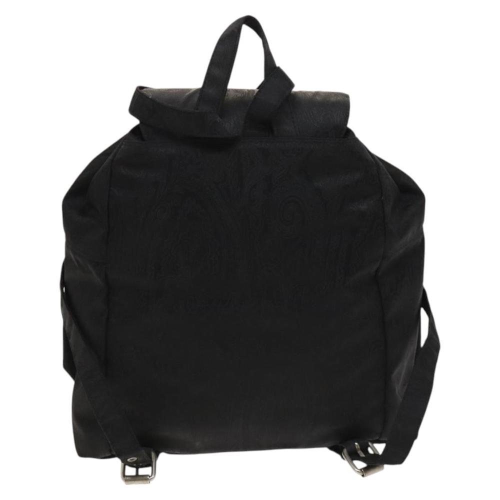 ETRO Backpack Nylon Silver Black Auth bs24801 - Picture 3 of 16